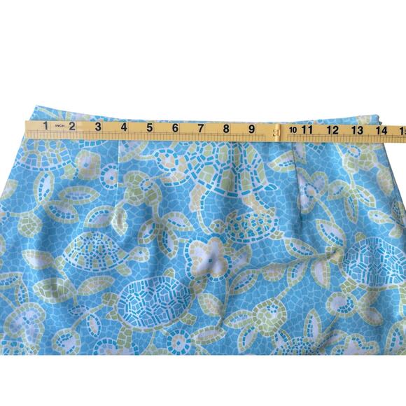 Talbots Petites Mosaic Sea Turtle Print Pencil Skirt Blue Green - Size 8P - Picture 5 of 11